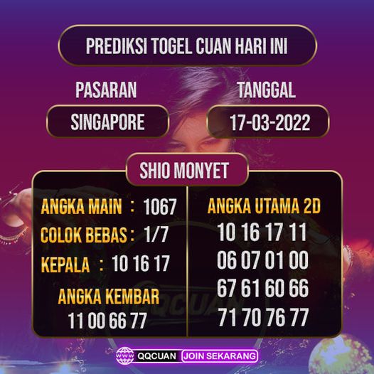 Prediksi Togel Singapore Hari Ini Tanggal 17 Maret 2022